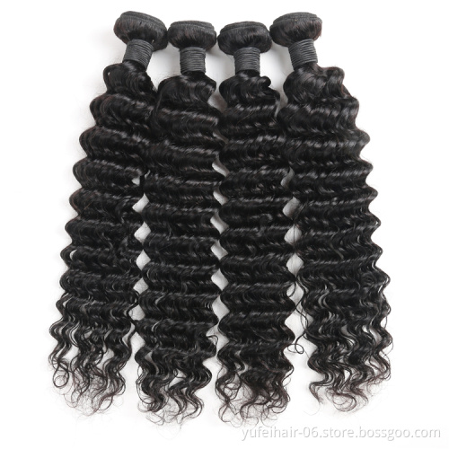 Wholesale Raw Indian Temple Hair Deep Wave 13x4 Lace Frontal With 3 Bundles